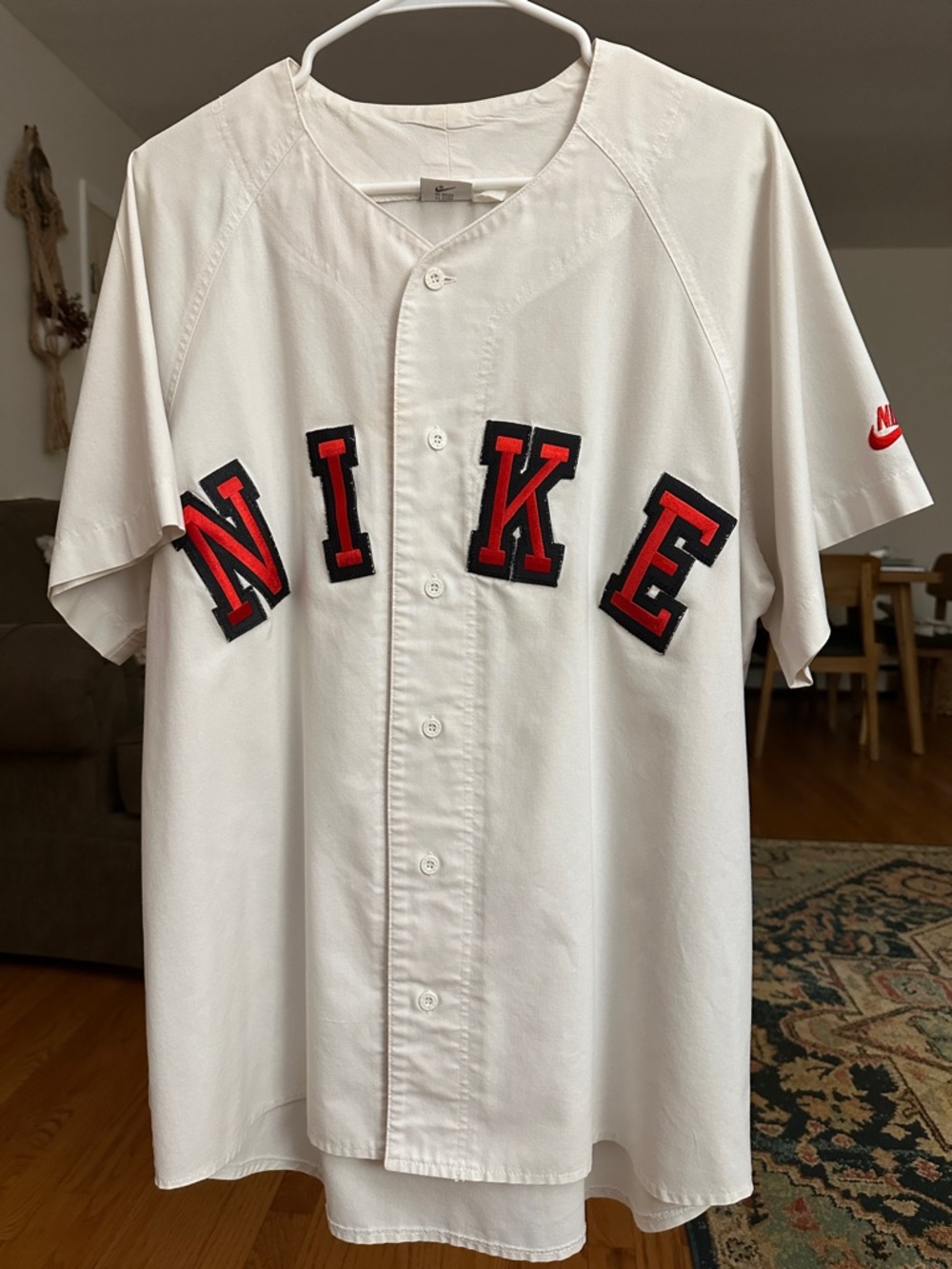 RARE 90s NIKE AIR Baseball Jersey with Red Letter Standout LARGE